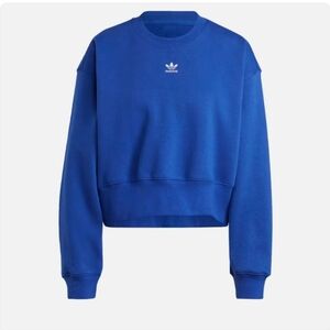 NEW adidas women Adicolor Essentials Crew Sweatshirt Large royal navy blue